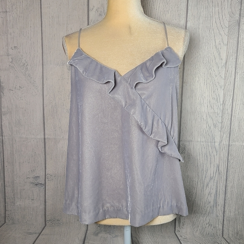 J. Crew Velvet Going Out Top Metallic Silver Size 10 - Picture 1 of 8